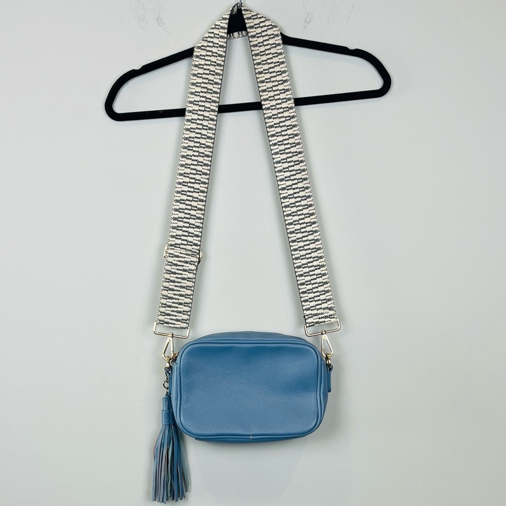 AHDORNED Kelly Blue Pebble Vegan Leather Tassel Crossbody Bag